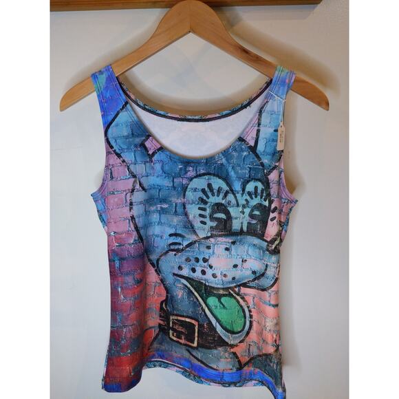 AGENT QUINZE Graffiti Print Tank Top Street Art NWT Woodstock Inn VT M - Picture 1 of 8